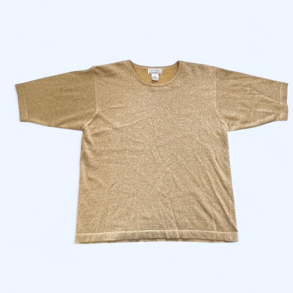 Vintage Gold metallic crewneck tee relaxed fit knit women's by KD Cray Size M